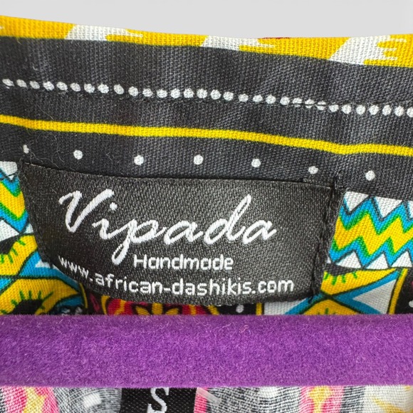 Vipada Handmade Traditional African Dashikis Shirt Red Tribal Print Small NEW - Picture 5 of 6